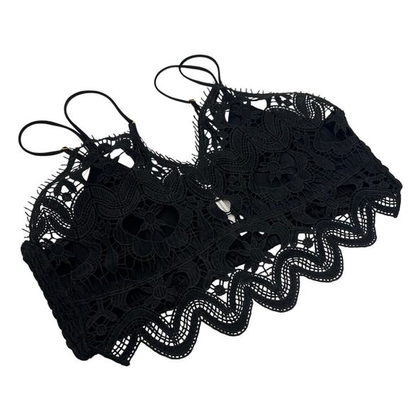 ANTHROPOLOGIE WOMENS LARGE GUIPURE LACE STRAPPY BRALETTE BLACK - Picture 10 of 14